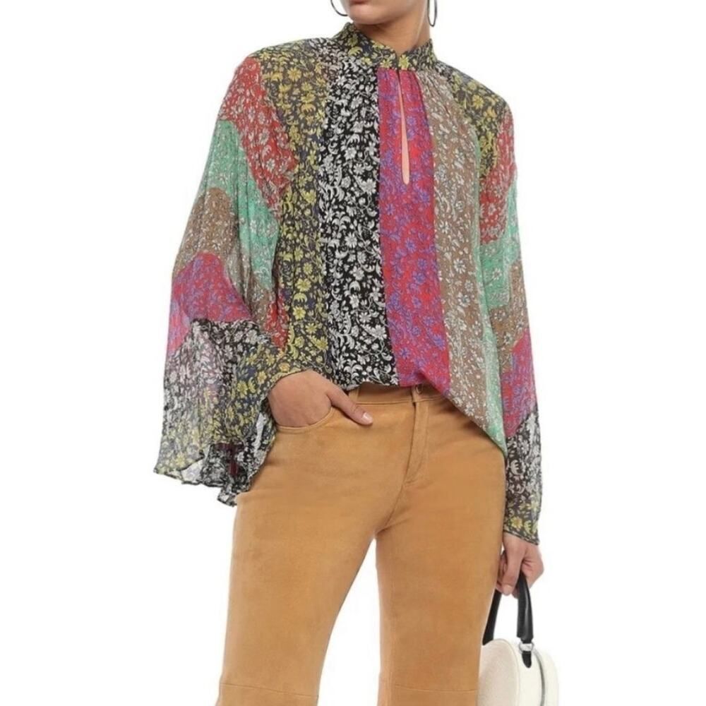 Alice + Olivia Prija Patchwork Blouse Sz. S - Picture 2 of 8